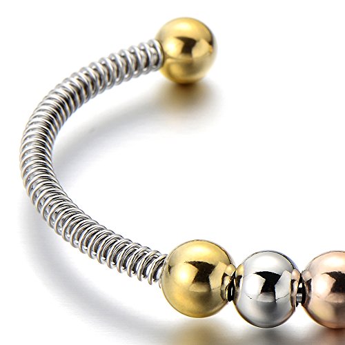 COOLSTEELANDBEYOND Elastic Adjustable Stainless Steel Charm Bangle Cuff Bracelet for Women and - COOLSTEELANDBEYOND Jewelry