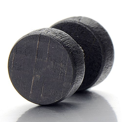 2pcs Wood Screw Stud Earrings for Men Women, Cheater Fake Ear Plugs Gauges - coolsteelandbeyond