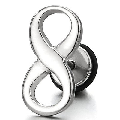 Friendship Infinity Love Number 8 Stud Earrings of Stainless Steel for Man Women, Screw Back, 2pcs - COOLSTEELANDBEYOND Jewelry