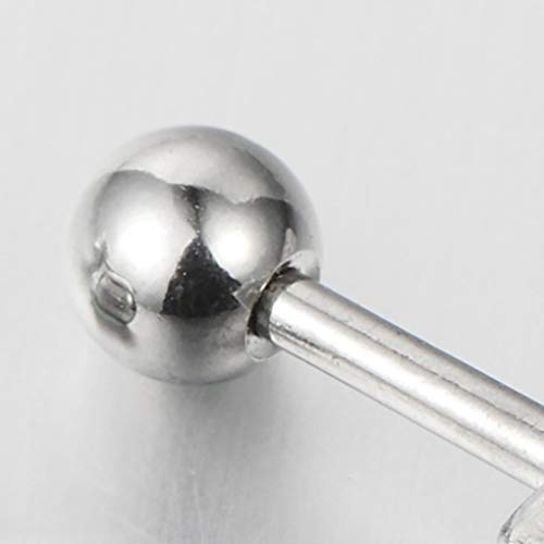 Men Women Steel Circle Stud Earrings with Dangling Open Circle Ball, Long Stick Bar Cone, Screw Back - coolsteelandbeyond