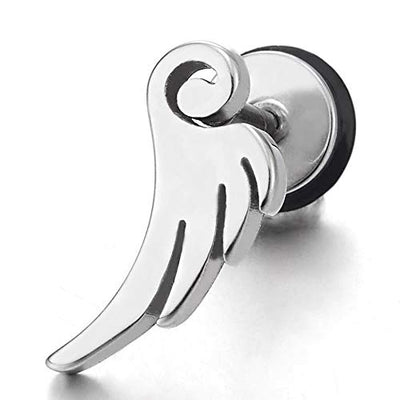 Pair Stainless Steel Angle Wing Stud Earrings for Women Men, Screw Back, Unique - COOLSTEELANDBEYOND Jewelry