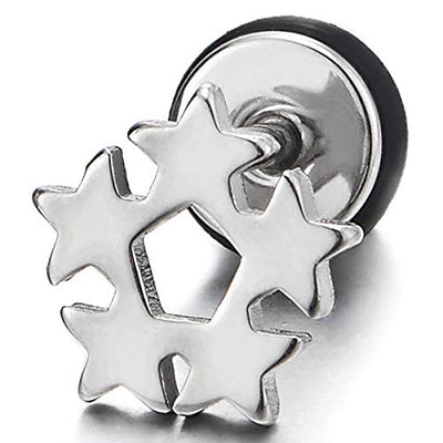 Pair Stainless Steel Wreath of Pentagram Stars Stud Earrings for Men Women, Screw Back - coolsteelandbeyond