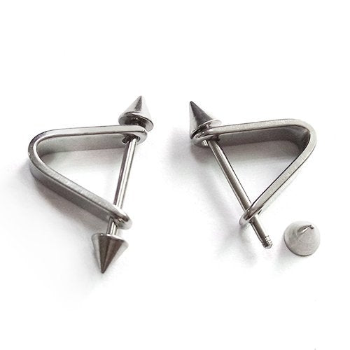 Spike Triangle Huggie Hinged Hoop Earrings for Men Women, Stainless Steel, 2pcs - COOLSTEELANDBEYOND Jewelry