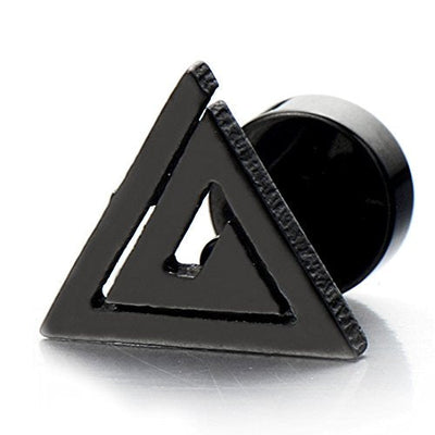 Stainless Steel Triangle Stud Earrings Unisex for Man and Women, Screw Back 2pcs - coolsteelandbeyond