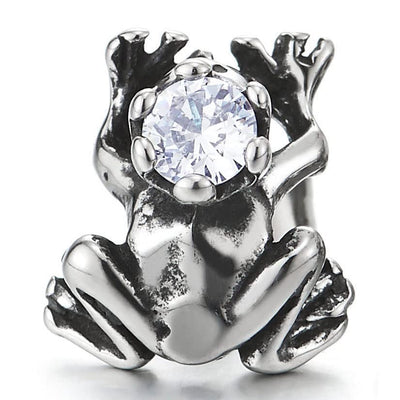 Stainless Steel Mens Women Frog Stud Earrings with 4MM Cubic Zirconia, 2pcs - COOLSTEELANDBEYOND Jewelry